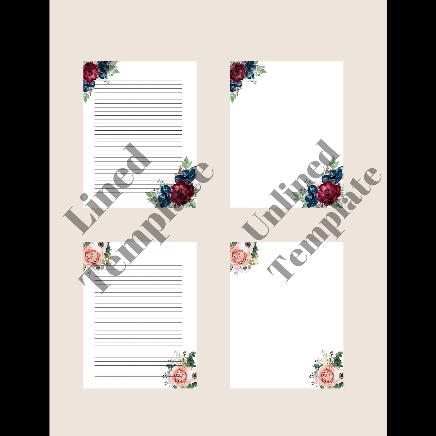 Navy & Pink Peony Printable